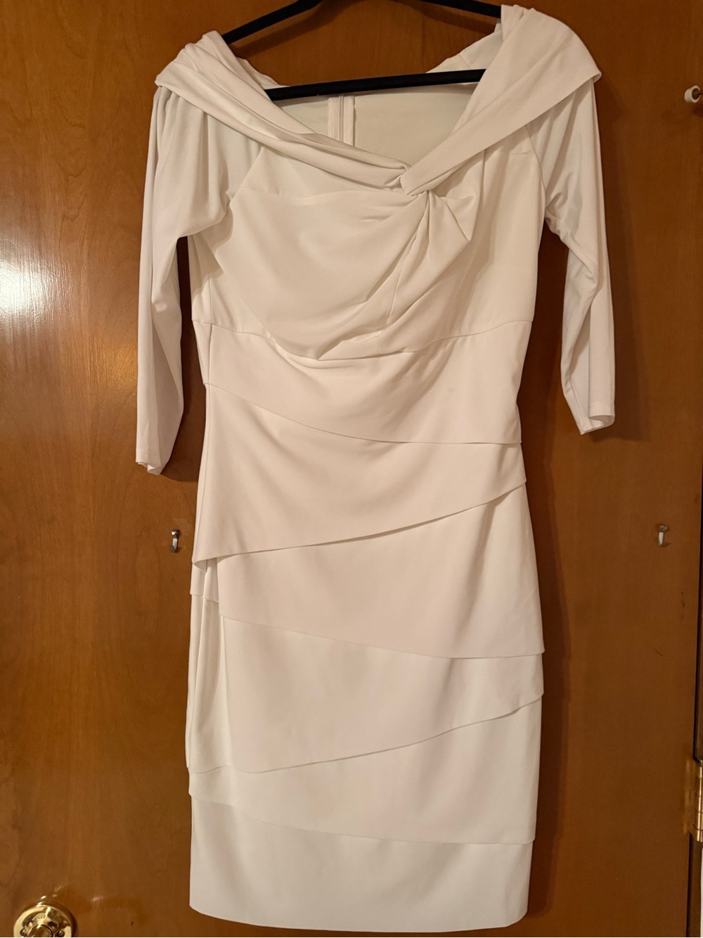 White House Black Market Ivory Figure Shaping Sheath Dress